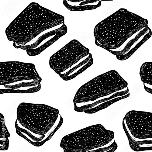 Collection of Pastrami on Rye digital art, Pastrami on Rye vector graphic, repetitive pattern