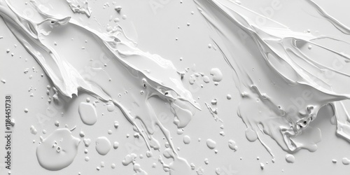 A glossy white paint has been splashed onto a surface, creating a shimmering effect with its bright and reflective qualities.