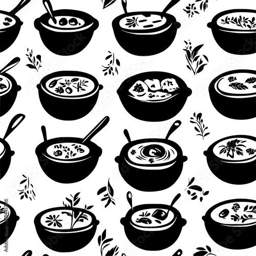 Collection of Russian Borscht icons, Russian Borscht illustration art, seamless pattern
