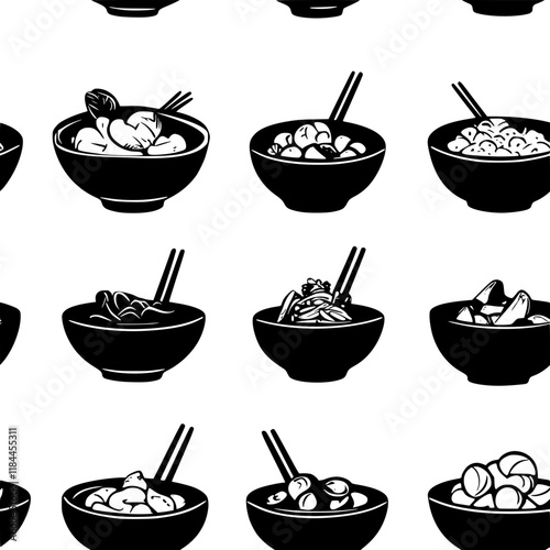 Collection of Vegetable Stir Fry digital art, Vegetable Stir Fry vector graphic, repetitive pattern