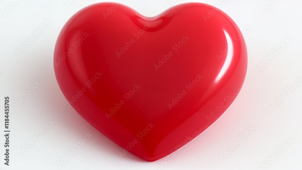 Glossy red heart-shaped sticker isolated on a white background with even lighting and no shadows, emphasizing smooth texture and vibrant color. Glossy red heart-shaped sticker isolated on a white background with even lighting and no shadows, emphasizing smooth texture and vibrant color.