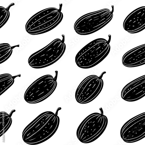 Bitter cucumber tiled design, Bitter cucumber repeating background illustration