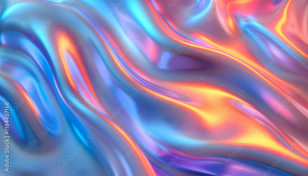 Obraz premium Abstract 3D Iridescent Background-Fluid Neon Waves