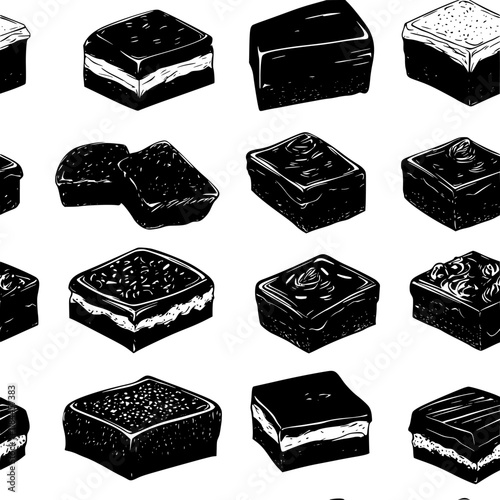 Collection of Brownies continuous icon pattern, Brownies vectorized artwork