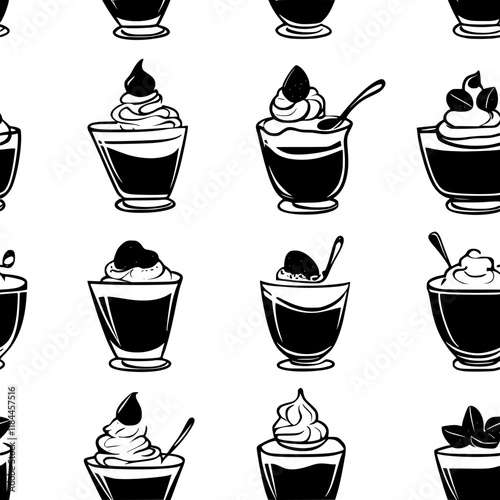 Collection of Butterscotch pudding icons, Butterscotch pudding vectorized seamless pattern