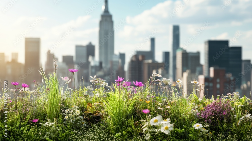 Fototapeta premium Corporate Garden with City Views and Natural Light