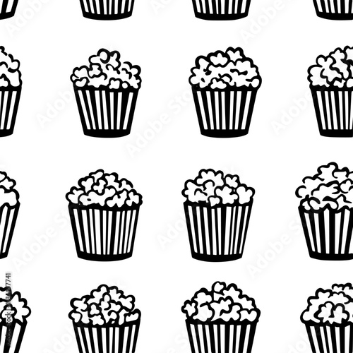 Collection of Caramel Popcorn icons, Caramel Popcorn vectorized seamless pattern