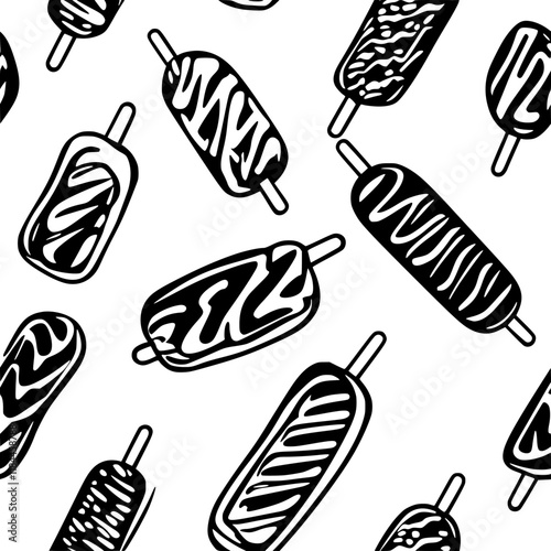 Corn Dogs tiled design, Corn Dogs repeating background illustration