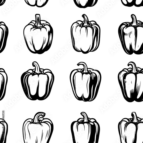Collection of Flash Fried Bell Peppers icons, Flash Fried Bell Peppers vectorized seamless pattern