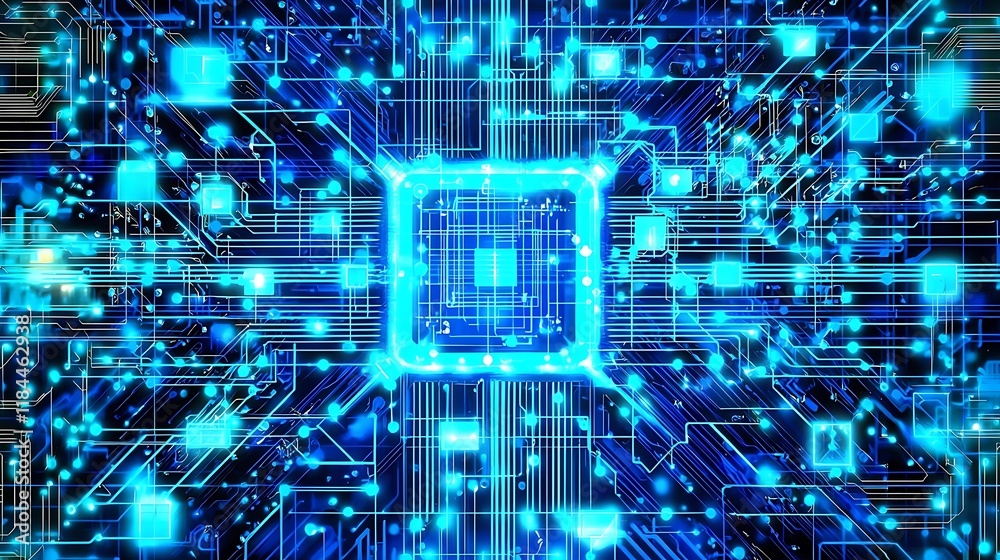 Glowing Circuit Board: A Digital Abstract Artwork Glowing Circuit Board: A Digital Abstract Artwork
