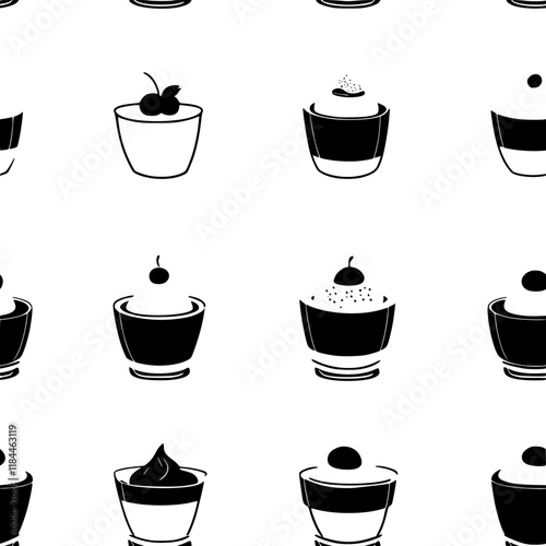 Panna cotta tiled design, Panna cotta repeating background illustration