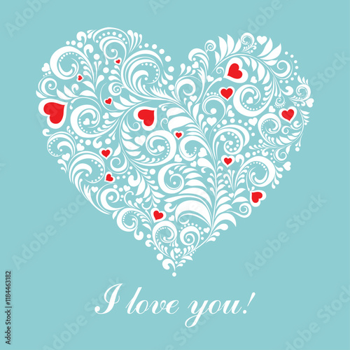 I love you! Celebration background with hearts and place for your text.   Greeting card Valentin`s Day. vector Illustration