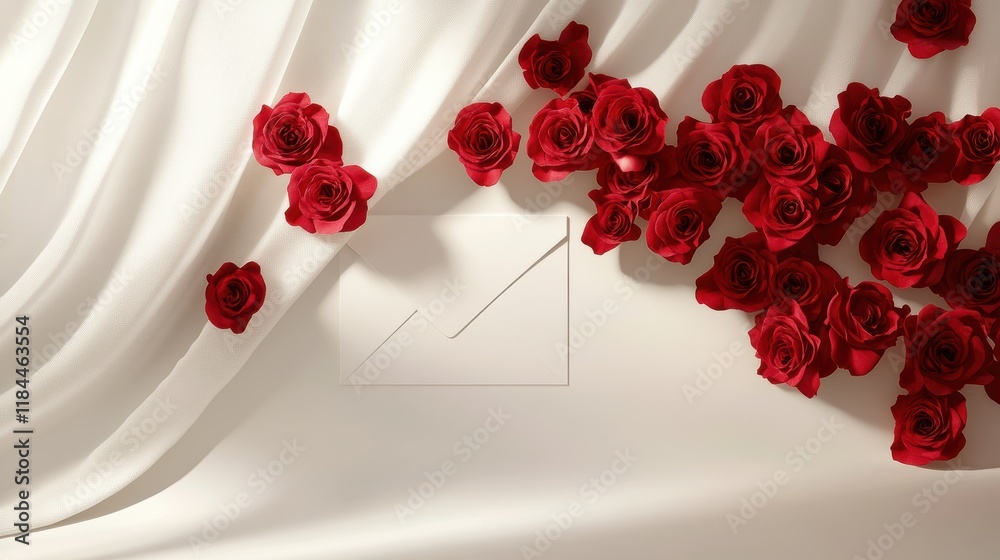 Soft lighting and artistic viewpoint of elegant white envelope in studio scene Soft lighting and artistic viewpoint of elegant white envelope in studio scene