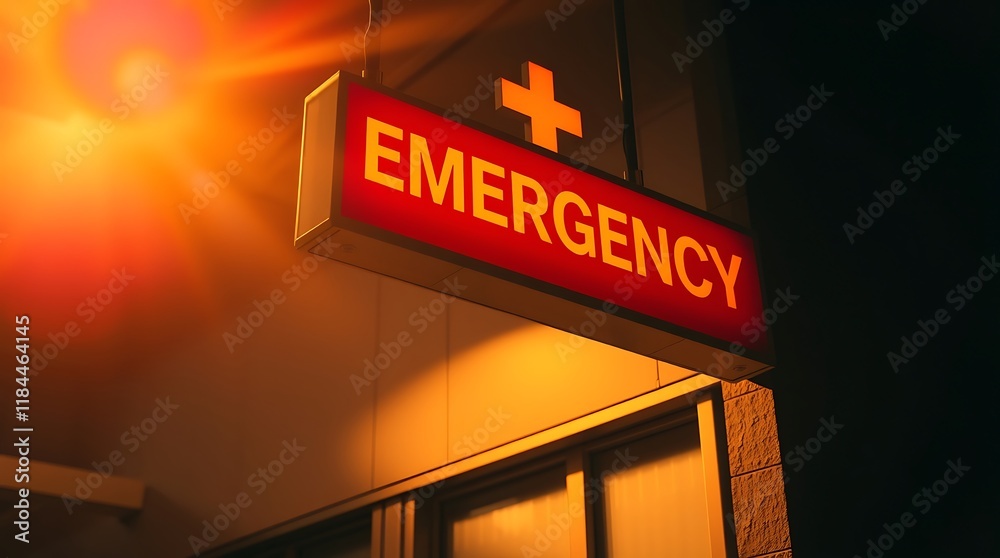 Red Emergency Room Sign with Healthcare Professionals in Action – HMPV Virus Cases and Urgent Medical Response