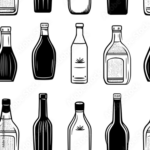 Rice wine vinegar tiled design, Rice wine vinegar repeating background illustration