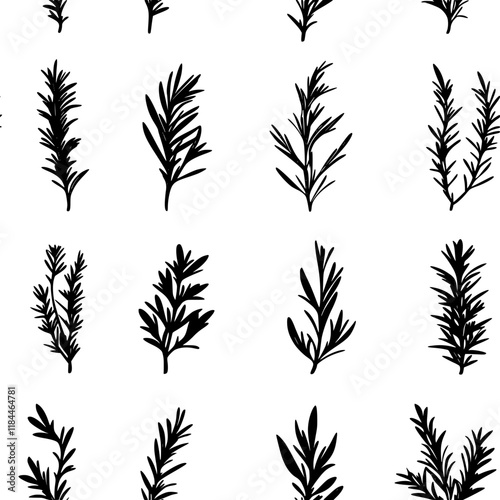 Rosemary tiled design, Rosemary repeating background illustration