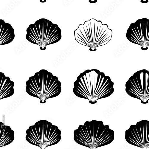 Collection of Seared Scallops icons, Seared Scallops illustration art, seamless pattern