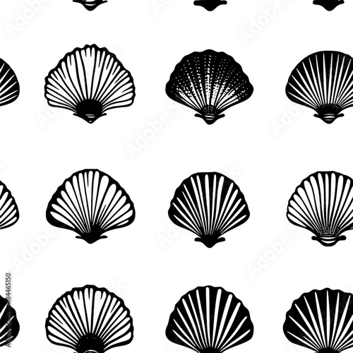 Collection of Seared Scallops digital art, Seared Scallops vector graphic, repetitive pattern