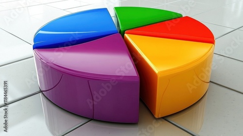Colorful Pie Chart on Glass Desk