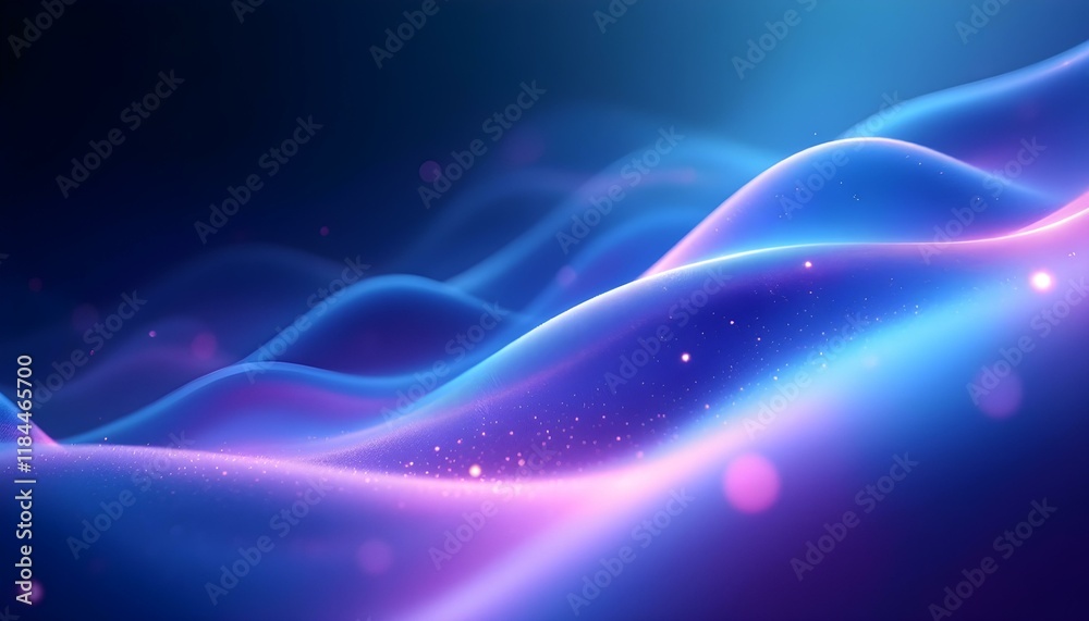 Fototapeta premium Cool blue and purple abstract background with glowing waves. Shiny moving lines design element. Futuristic technology concept. Dark abstract background with glowing wave. Shiny moving lines design