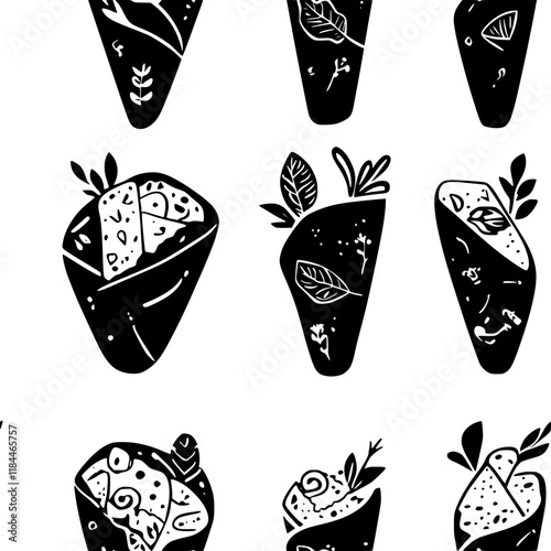 Collection of Spinach and feta wrap digital art, Spinach and feta wrap vector graphic, repetitive pattern