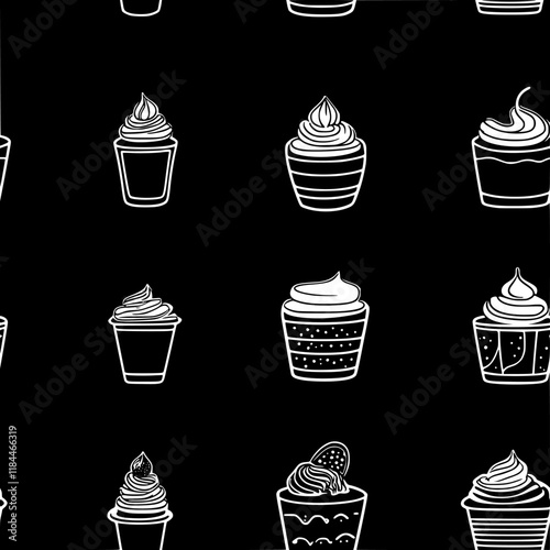 Collection of Tiramisu vector icons, Tiramisu vector art pattern