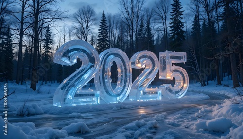 Wallpaper Mural 2025 ice sculpture at dusk on an icy path in a forest Torontodigital.ca