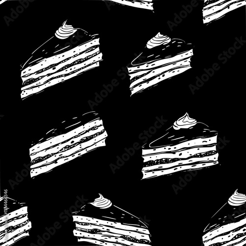 Collection of Tiramisu icons, Tiramisu illustration art, seamless pattern