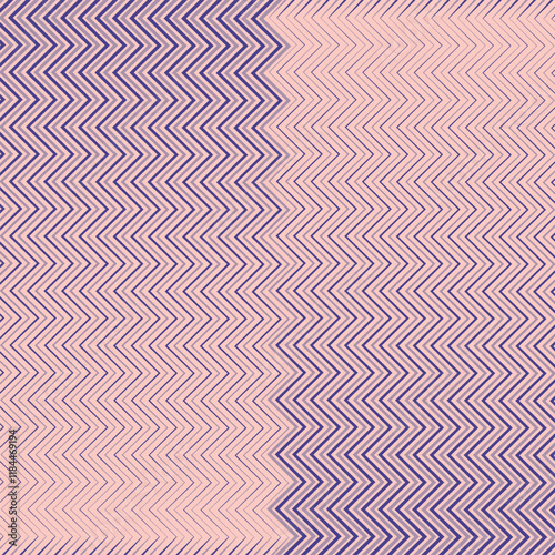  simple blue colour and purple colour vertical thik to thin zig zac line pattern on peach colour background. photo