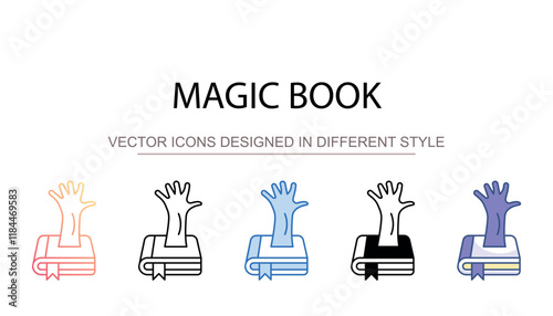 Magic Book icon design with white background stock illustration