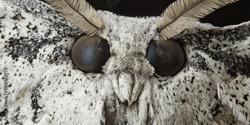 Close up detail of the white Peppered moth, showcasing the unique features of the Peppered moth, Biston betularia, in its pristine form. Explore the fascinating characteristics of the Peppered moth.