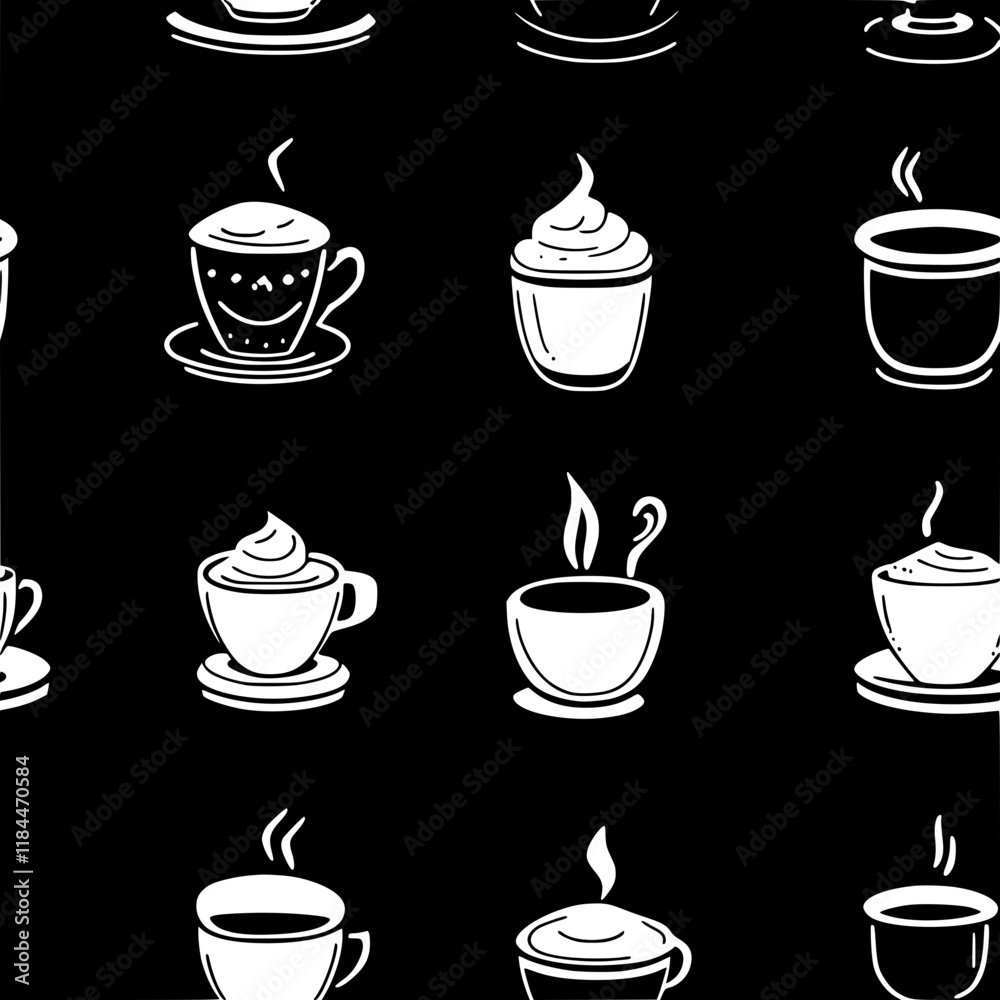 Cappuccino tiled design, Cappuccino repeating background illustration Cappuccino tiled design, Cappuccino repeating background illustration