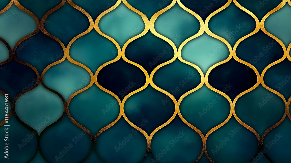 Fototapeta premium Teal Gold Abstract Background Illustration