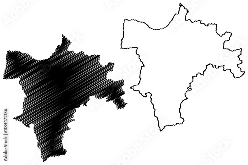 Torridge Non-metropolitan district (United Kingdom of Great Britain and Northern Ireland, ceremonial county Devon or Devonshire, England) map vector illustration, scribble sketch map