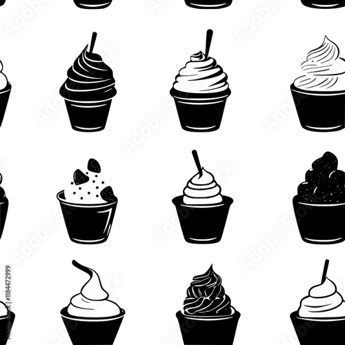 Frozen yogurt tiled design, Frozen yogurt repeating background illustration
