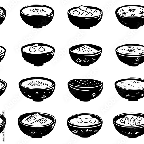 Collection of Indian halwa icons, Indian halwa vectorized seamless pattern
