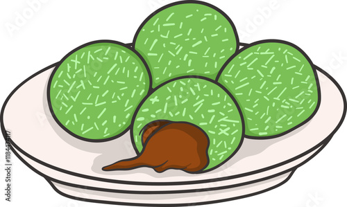 klepon traditional market snack cartoon