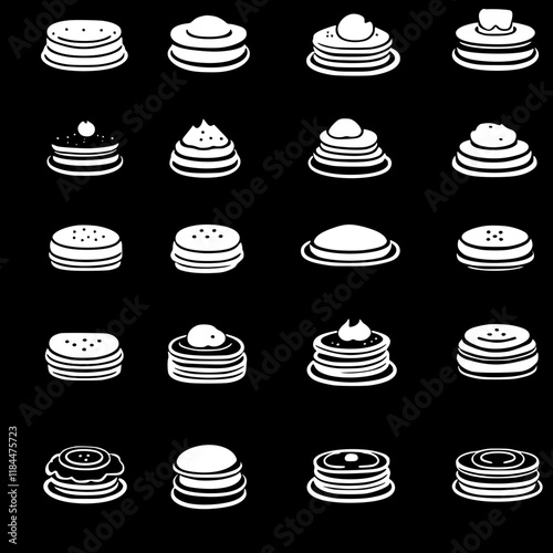 Collection of Pancakes icons, Pancakes illustration art, seamless pattern