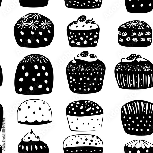 Collection of Panettone vector icons, Panettone vector art pattern