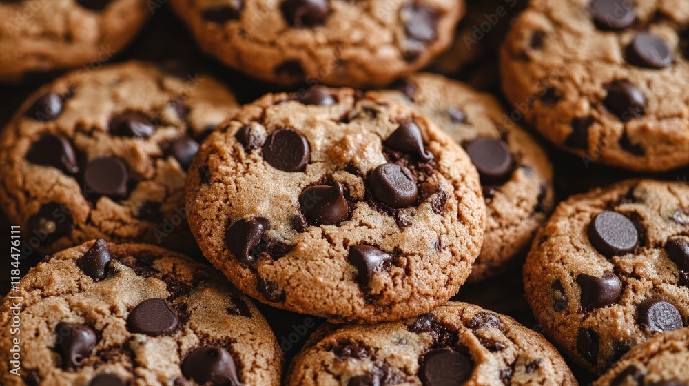Delicious chocolate cookies arranged on a table, showcasing homemade chocolate chip cookies in a close up view. Indulge in the rich flavor of chocolate cookies and savor every bite. Delicious chocolate cookies arranged on a table, showcasing homemade chocolate chip cookies in a close up view. Indulge in the rich flavor of chocolate cookies and savor every bite.