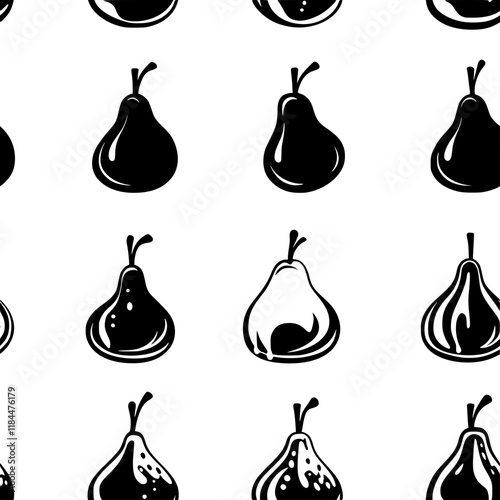 Collection of Poached Pear with Chocolate Ganache digital art, Poached Pear with Chocolate Ganache vector graphic, repetitive pattern