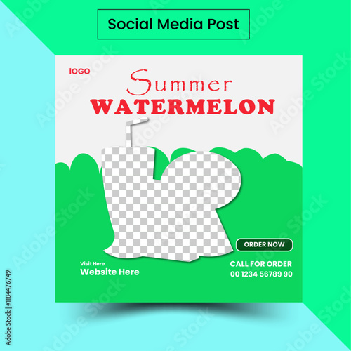 Summer watermelon social ,media food design template or Instagram post in vector.