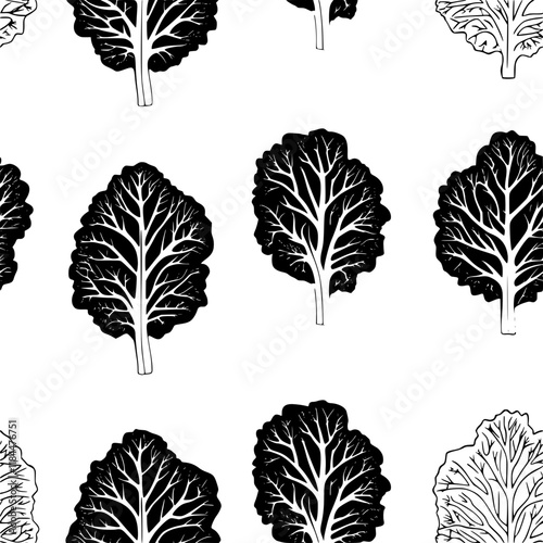 Collection of Raw Kale vector icons, Raw Kale vector art pattern