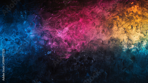 Grainy gradient background blue pink yellow abstract glowing color wave black dark backdrop noise texture banner poster header design