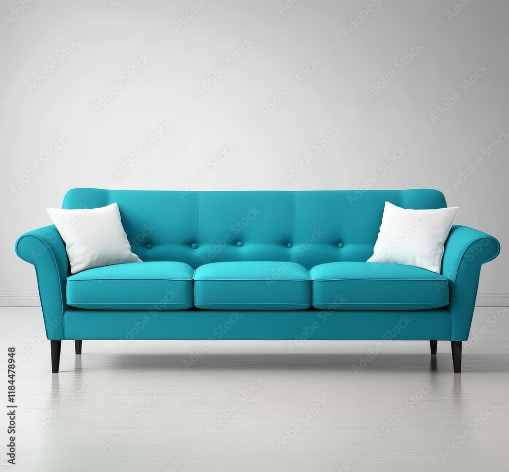 Fototapeta premium Sleek contemporary teal sofa design for modern living spaces.