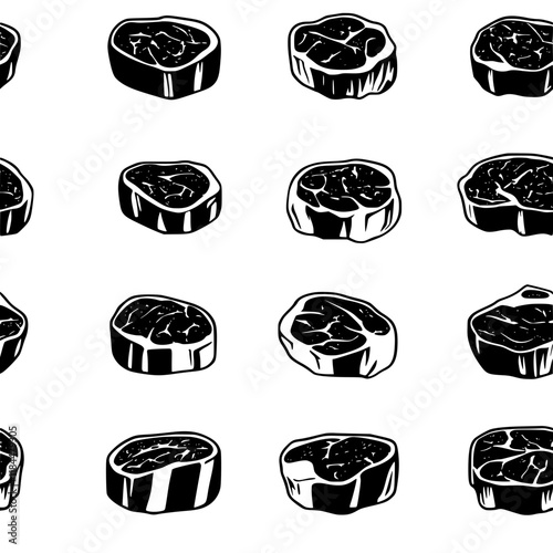 Collection of Wagyu Beef Steak digital art, Wagyu Beef Steak vector graphic, repetitive pattern