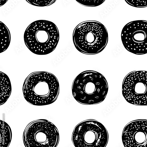 Bagels tiled design, Bagels repeating background illustration
