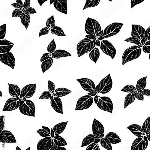 Collection of Basil continuous icon pattern, Basil vectorized artwork