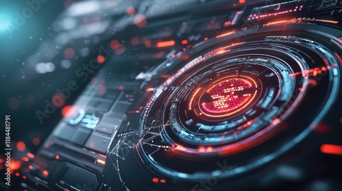 Wallpaper Mural Futuristic digital interface with abstract technological elements showcasing innovation and data visualization Torontodigital.ca