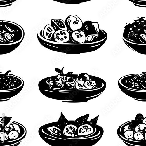 Collection of Caprese Salad continuous icon pattern, Caprese Salad vectorized artwork
